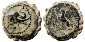 SELEUKID KINGS OF SYRIA. Alexander II Zabinas, 128-122 BC. Ae serrate (bronze, 4.48 g, 15 mm), Apameia on the Orontes (?). Head of an elephant to righ...