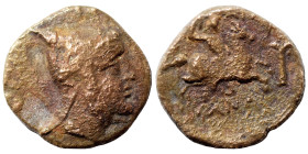 KINGS OF CAPPADOCIA. Ariaramnes (?), Tyana, circa 280-230 BC. Ae (bronze, 4.94 g, 18 mm). Head right, wearing satrapal headdress. Rev. Horseman riding...