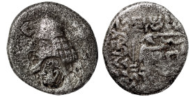 INDO-PARTHIANS, Margiana or Sogdiana. Drachm (silver, 2.95 g, 24 mm) Uncertain mint, late 1st century BC - early 1st century AD. Countermarked issue o...