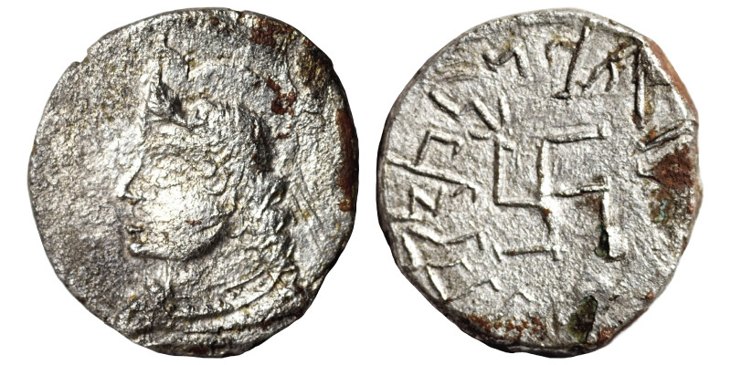 PARATARAJAS. Bhimarjuna, 220-230. BI Drachm (billon, 1.77 g, 15 mm). Diademed, c...