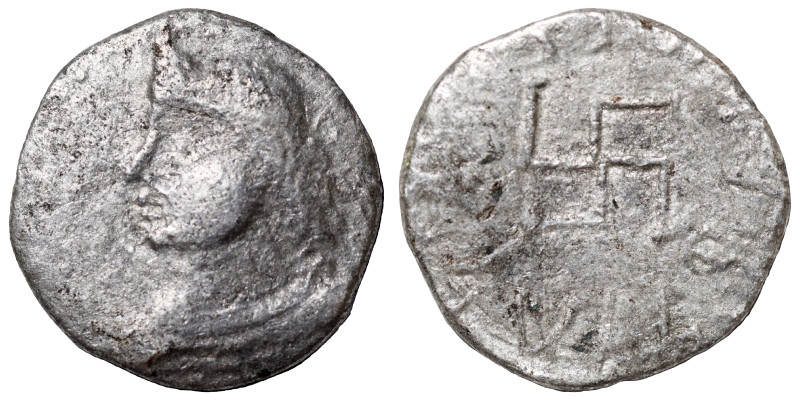 PARATARAJAS. Bhimarjuna, 220-230. BI Drachm (billon, 1.32 g, 15 mm). Diademed, c...