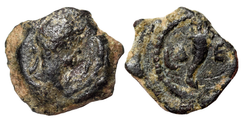 EGYPT. Alexandria. Hadrian, 117-138. Dichalkon (bronze, 1.12 g, 11 mm). Laureate...