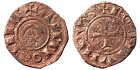 CRUSADERS. Principality of Antioch. Bohémond III, 1163-1201. Fractional Denier (bronze, 1.10 g, 18 mm). +ANTIOCHIA Crescent above six-pointed star. Re...