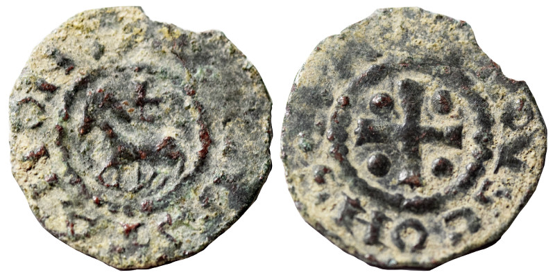 CRUSADERS. Raymond II. County of Tripoli., 1137-1152. Ae (bronze, 0.58 g, 16 mm)...