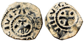 CRUSADERS. Raymond II. County of Tripoli., 1137-1152. Ae (bronze, 0.94 g, 16 mm), 'Horse and Cross’ type. +RAMVNDVS COMS Small cross with four pellets...