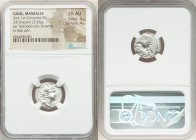 GAUL. Massalia. Ca. 2nd-1st centuries BC. AR drachm (17mm, 2.83 gm, 7h). NGC Choice AU 4/5 - 4/5. Draped bust of Artemis right, seen from front, weari...