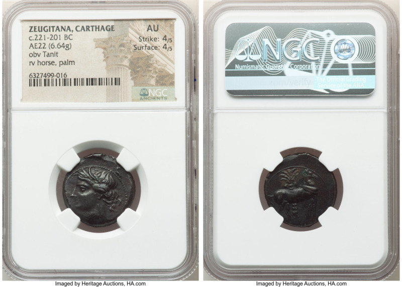 ZEUGITANA. Carthage. Second Punic War Issue (ca. 221-201 BC). AE (22mm, 6.64 gm,...