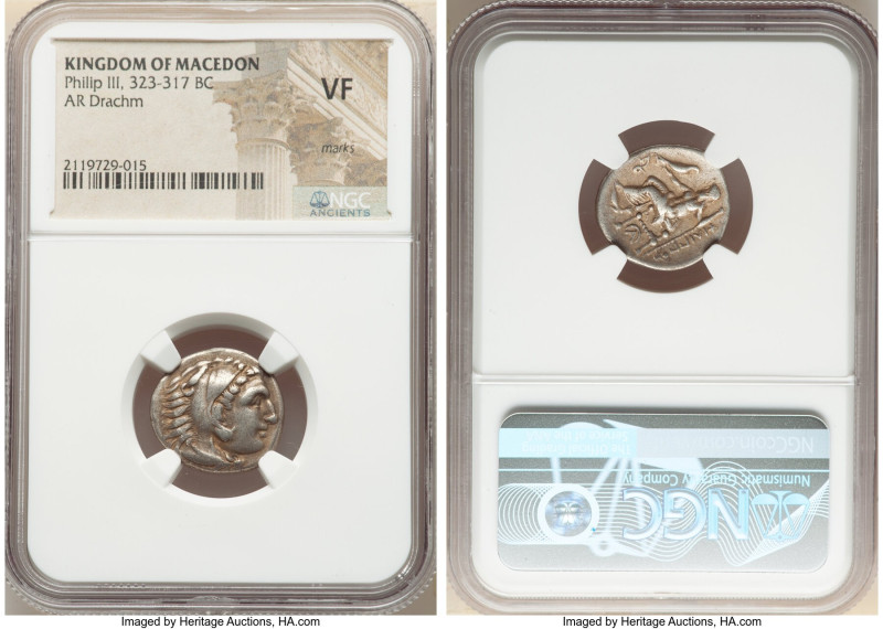 MACEDONIAN KINGDOM. Philip III Arrhidaeus (323-317 BC). AR drachm (18mm, 8h). NG...