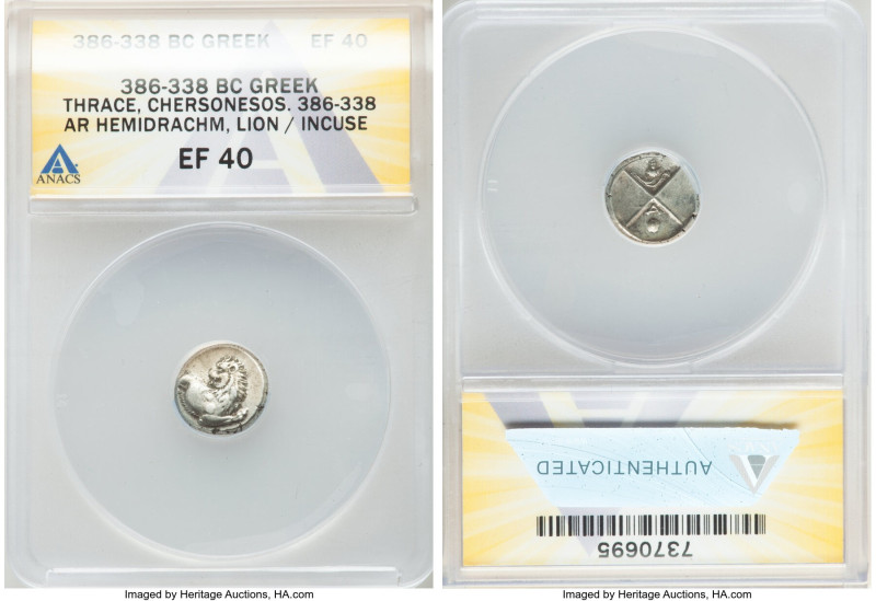 THRACE. Chersonesus. Ca. 4th century BC. AR hemidrachm (13mm). ANACS XF 40. Pers...