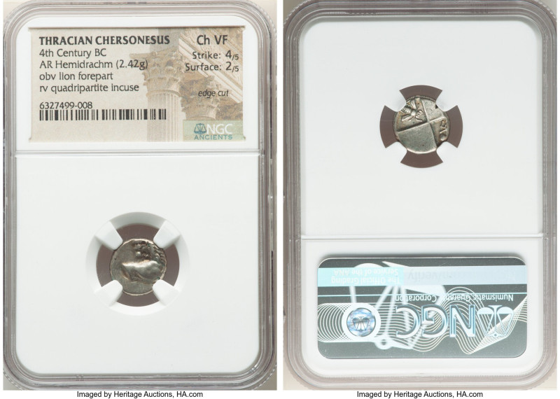 THRACE. Chersonesus. Ca. 4th century BC. AR hemidrachm (13mm, 2.42 gm). NGC Choi...