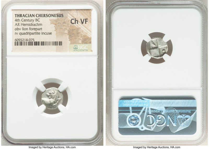 THRACE. Chersonesus. Ca. 4th century BC. AR hemidrachm (13mm). NGC Choice VF. Pe...