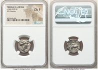 THESSALY. Larissa. Ca. 380-350 BC. AR drachm (18mm, 12h). NGC Choice Fine. Head of nymph Larissa right, wearing pearl earring, hair bound in saccus / ...