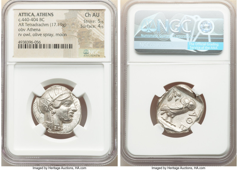 ATTICA. Athens. Ca. 440-404 BC. AR tetradrachm (25mm, 17.19 gm, 1h). NGC Choice ...