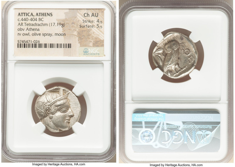 ATTICA. Athens. Ca. 440-404 BC. AR tetradrachm (24mm, 17.19 gm, 5h). NGC Choice ...