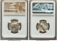 ATTICA. Athens. Ca. 440-404 BC. AR tetradrachm (24mm, 17.23 gm, 10h). NGC Choice AU 4/5 - 5/5. Mid-mass coinage issue. Head of Athena right, wearing e...