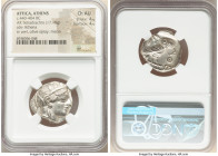 ATTICA. Athens. Ca. 440-404 BC. AR tetradrachm (23mm, 17.18 gm, 7h). NGC Choice AU 4/5 - 4/5. Mid-mass coinage issue. Head of Athena right, wearing ea...
