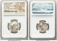ATTICA. Athens. Ca. 440-404 BC. AR tetradrachm (23mm, 17.22 gm, 10h). NGC Choice AU 4/5 - 4/5. Mid-mass coinage issue. Head of Athena right, wearing e...