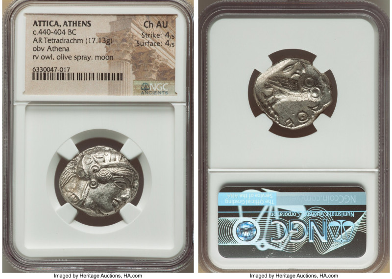 ATTICA. Athens. Ca. 440-404 BC. AR tetradrachm (24mm, 17.13 gm, 9h). NGC Choice ...