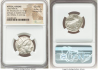 ATTICA. Athens. Ca. 440-404 BC. AR tetradrachm (23mm, 17.21 gm, 7h). NGC Choice AU 4/5 - 4/5. Mid-mass coinage issue. Head of Athena right, wearing ea...