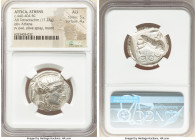 ATTICA. Athens. Ca. 440-404 BC. AR tetradrachm (26mm, 17.23 gm, 8h). NGC AU 5/5 - 4/5. Mid-mass coinage issue. Head of Athena right, wearing earring, ...
