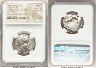 ATTICA. Athens. Ca. 440-404 BC. AR tetradrachm (25mm, 17.14 gm, 7h). NGC AU 5/5 - 4/5. Mid-mass coinage issue. Head of Athena right, wearing earring, ...