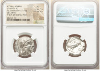 ATTICA. Athens. Ca. 440-404 BC. AR tetradrachm (24mm, 17.19 gm, 2h). NGC AU 5/5 - 4/5. Mid-mass coinage issue. Head of Athena right, wearing earring, ...