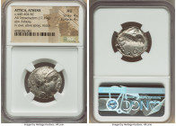 ATTICA. Athens. Ca. 440-404 BC. AR tetradrachm (23mm, 17.19 gm, 8h). NGC AU 4/5 - 4/5. Mid-mass coinage issue. Head of Athena right, wearing earring, ...