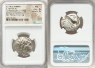 ATTICA. Athens. Ca. 440-404 BC. AR tetradrachm (24mm, 17.19 gm, 8h). NGC AU 4/5 - 3/5. Mid-mass coinage issue. Head of Athena right, wearing earring, ...