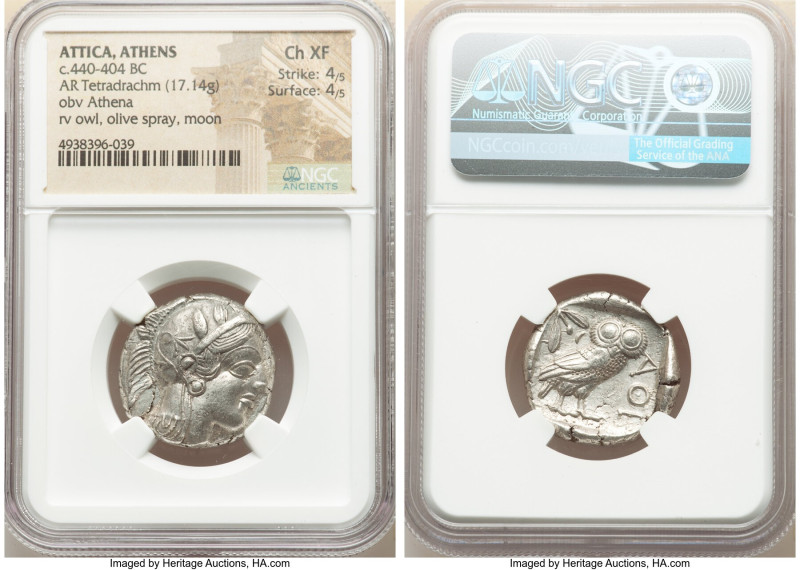 ATTICA. Athens. Ca. 440-404 BC. AR tetradrachm (23mm, 17.14 gm, 2h). NGC Choice ...