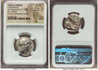 ATTICA. Athens. Ca. 440-404 BC. AR tetradrachm (23mm, 17.18 gm, 4h). NGC Choice XF 4/5 - 4/5. Mid-mass coinage issue. Head of Athena right, wearing ea...