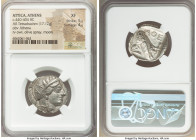 ATTICA. Athens. Ca. 440-404 BC. AR tetradrachm (25mm, 17.12 gm, 4h). NGC XF 5/5 - 4/5. Mid-mass coinage issue. Head of Athena right, wearing earring, ...
