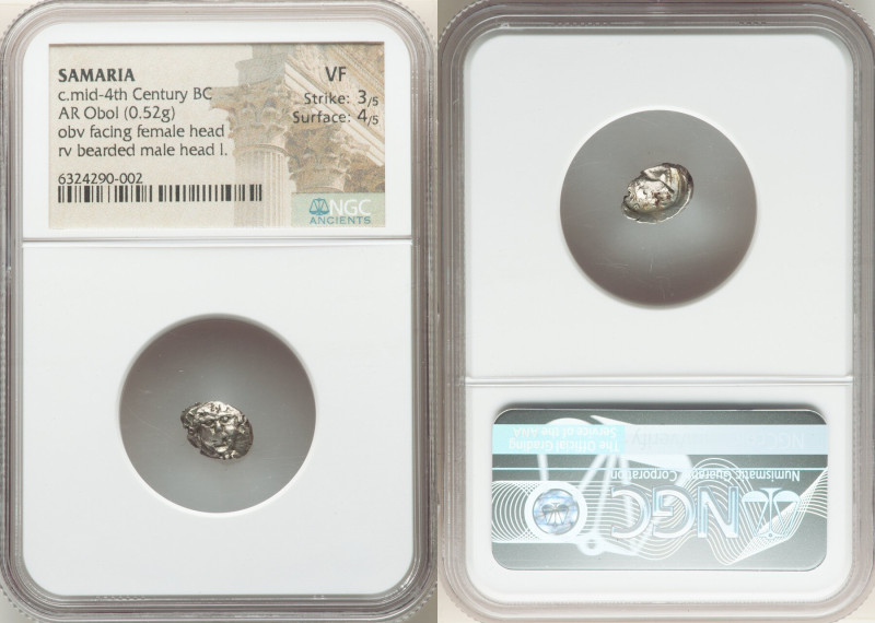 JUDAEA. Samaria. Ca. mid-4th century BC. AR obol (10mm, 0.52 gm, 3h). NGC VF 3/5...