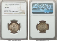 Franz Joseph I Corona 1915 MS65 NGC, KM2820. 

HID09801242017

© 2022 Heritage Auctions | All Rights Reserved