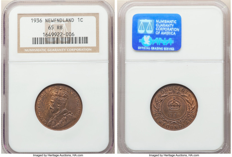 Newfoundland. George V Cent 1936 MS65 Red and Brown NGC, KM16. 

HID09801242017
...