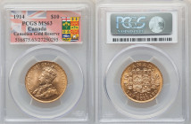 George V gold 10 Dollars 1914 MS63 PCGS, Ottawa mint, KM27. Ex. Canadian Gold Reserve 

HID09801242017

© 2022 Heritage Auctions | All Rights Reserved...