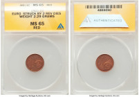 E.U. Mint Error - Double Reverse Die Mule Cent ND MS65 Red ANACS, 2.29gm. A gem representative of this acclaimed Euro Mint Error. 

HID09801242017

© ...