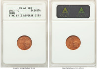 E.U. Mint Error - Double Reverse Die Mule Cent ND MS64 Red ANACS, A near-gem representative of a popular error. 

HID09801242017

© 2022 Heritage Auct...
