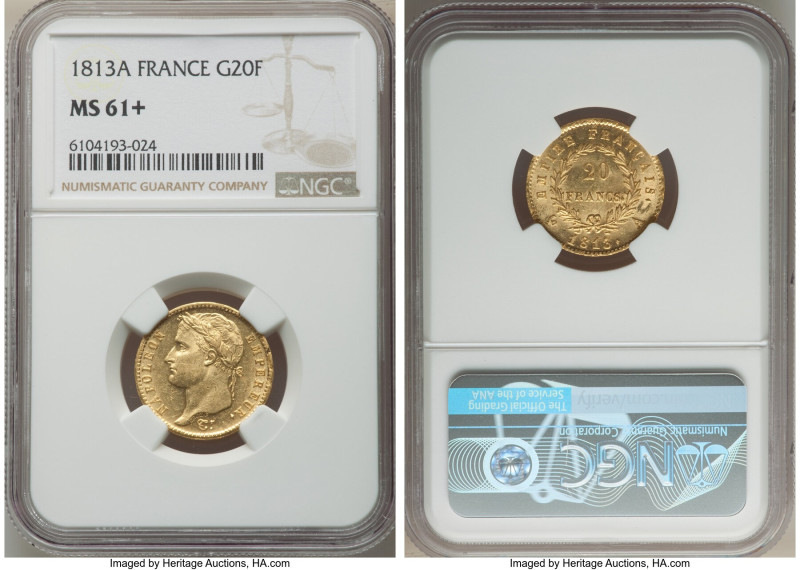 Napoleon gold 20 Francs 1813-A MS61+ NGC, Paris mint, KM695.1. 

HID09801242017
...