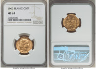 Republic gold 20 Francs 1907 MS62 NGC, KM857. 

HID09801242017

© 2022 Heritage Auctions | All Rights Reserved