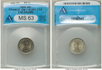 Republic Mint Error - Struck on Euro Center 10 Cents 1999 MS63 ANACS, Cf. KM1285. 3.50gm. A lovely error, where the center part of the bi-metallic 1 E...