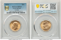 George V gold Sovereign 1914 MS64 PCGS, KM820, S-3996. Honey golden color with mint bloom luster. 

HID09801242017

© 2022 Heritage Auctions | All Rig...