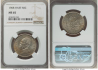 Republic 50 Centimes 1908-(w) MS65 NGC, Waterbury mint, KM56. Two year type. 

HID09801242017

© 2022 Heritage Auctions | All Rights Reserved