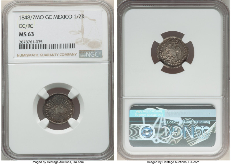 Republic 1/2 Real 1848/7 Mo-GC/RC MS63 NGC, Mexico City mint, KM370.9. 

HID0980...