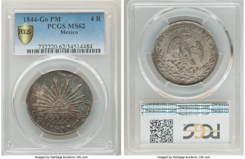 Republic 4 Reales 1844 Go-PM MS62 PCGS, Guanajuato mint, KM375.4. 

HID098012420...