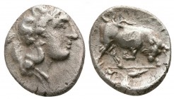 Lucania, Thourioi, 400 - 350 BC, Silver Triobol, Athena & Bull