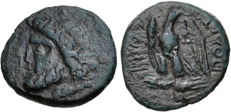 Macedon, Amphipolis, 148 - 31 BC
AE Dichalkon, 17mm, 4.10 grams
Obverse: Laure...