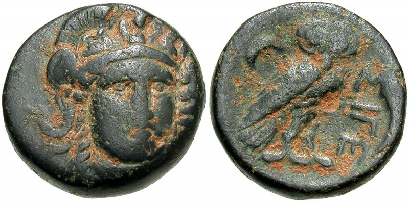 Troas, Sigeion, 355 - 334 BC
AE16, 6.02 grams
Obverse: Helmeted head of Athena...