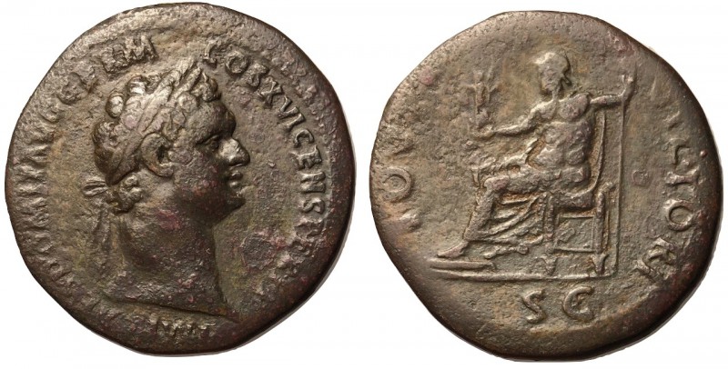 Domitian, 81 - 96 AD
AE Sestertius, Rome Mint, 34mm, 27.01 grams
Obverse: IMP ...