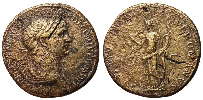 Trajan, 98 - 117 AD
AE Sestertius, Rome Mint, 34mm, 25.71 grams
Obverse: IMP C...