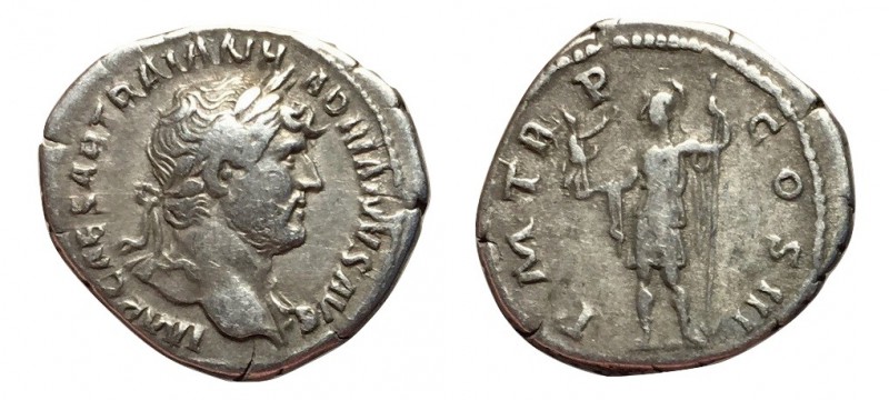 Hadrian, 117 - 138 AD
Silver Denarius, Rome Mint, 19mm, 3.30 grams
Obverse: IM...